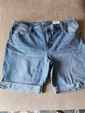 Style & Co. Medium Blue Denim Bermuda Shorts with Rolled Hem